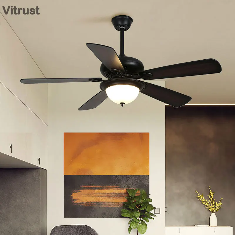 52/42 inch vitro Ceiling Fan Lamp with 5 wood Blades 3 Speed Remote Control Quiet Energy Saving Decoration Fan lamp 220V