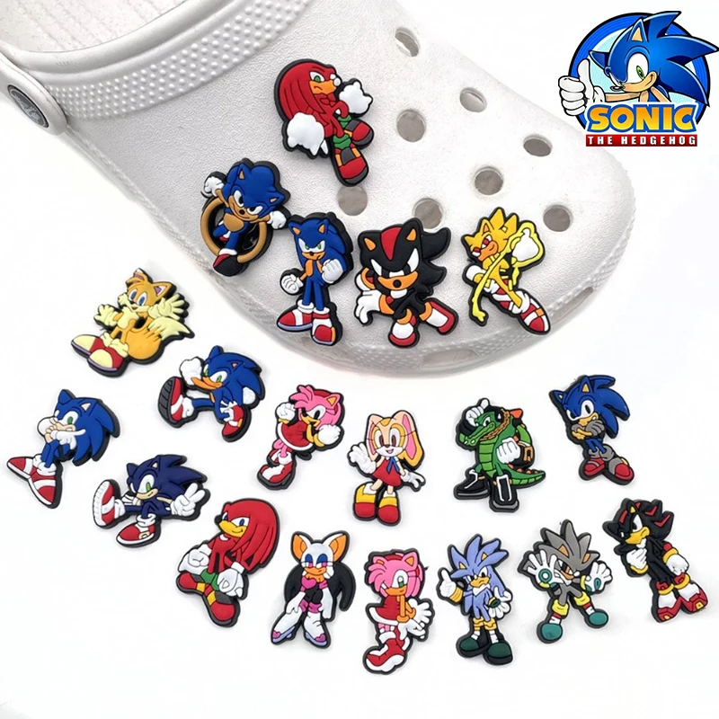 

Jibz ice Croc Shoe Decoration Sonic the Hedgehog Series Cartoon Crocs Anime Charms Kild Adults PVC Soft Adhesive Shoe Buckles