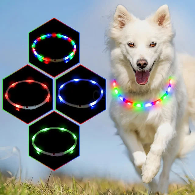 Led Luminous Dog Collar 4 Flashing Modes Multi-color Light Up Soft Silicone Glowing Light Dog Necklace for DogsCat Walking Night Led Luminous Dog Collar 4 Flashing Modes Multi-color Light Up Soft Silicone Glowing Light Dog Necklace for DogsCat Walking Night