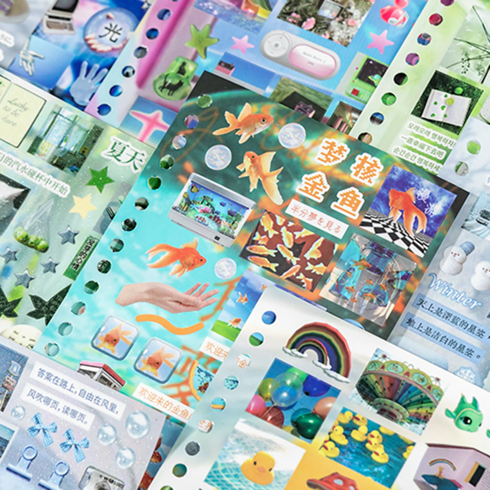 Adesivi per Scrapbooking, Libro di Adesivi Estetici Dreamcore, Tema 'Time Reshaping' per Journaling, Fai-da-Te, Planner, Arte e Forniture Artigianali - immagine 4