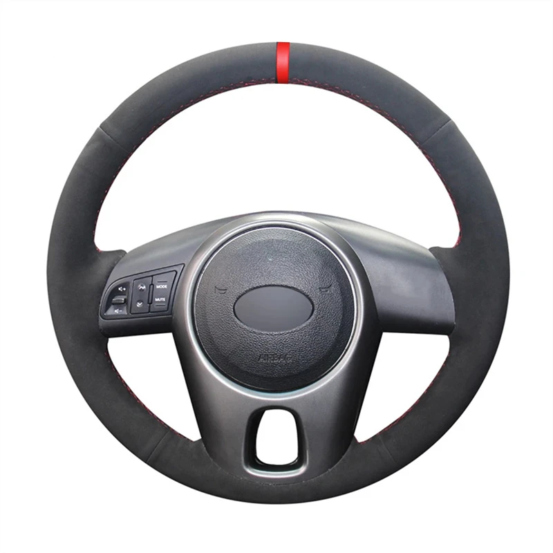 Black Suede Red marker Blue marker Car Steering Wheel Cover For Kia