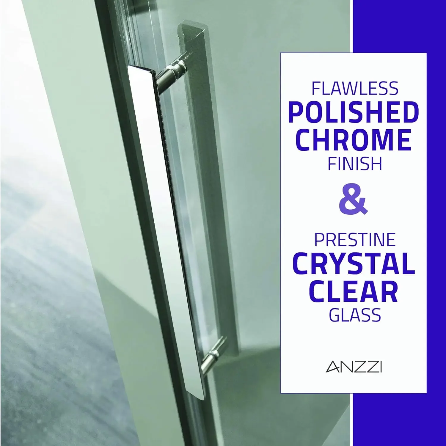 76" x 48" Frameless Shower Door in Polished Chrome Stella Water Repellent Glass Shower Door with Seal Strip Parts and Handle