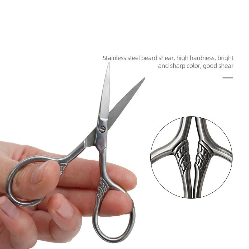 Men's Shaving Brush Set Boar Bristle Portable Barber Natural Beard Brush Comb Scissors for Facial Cleaning Styling Tool 5