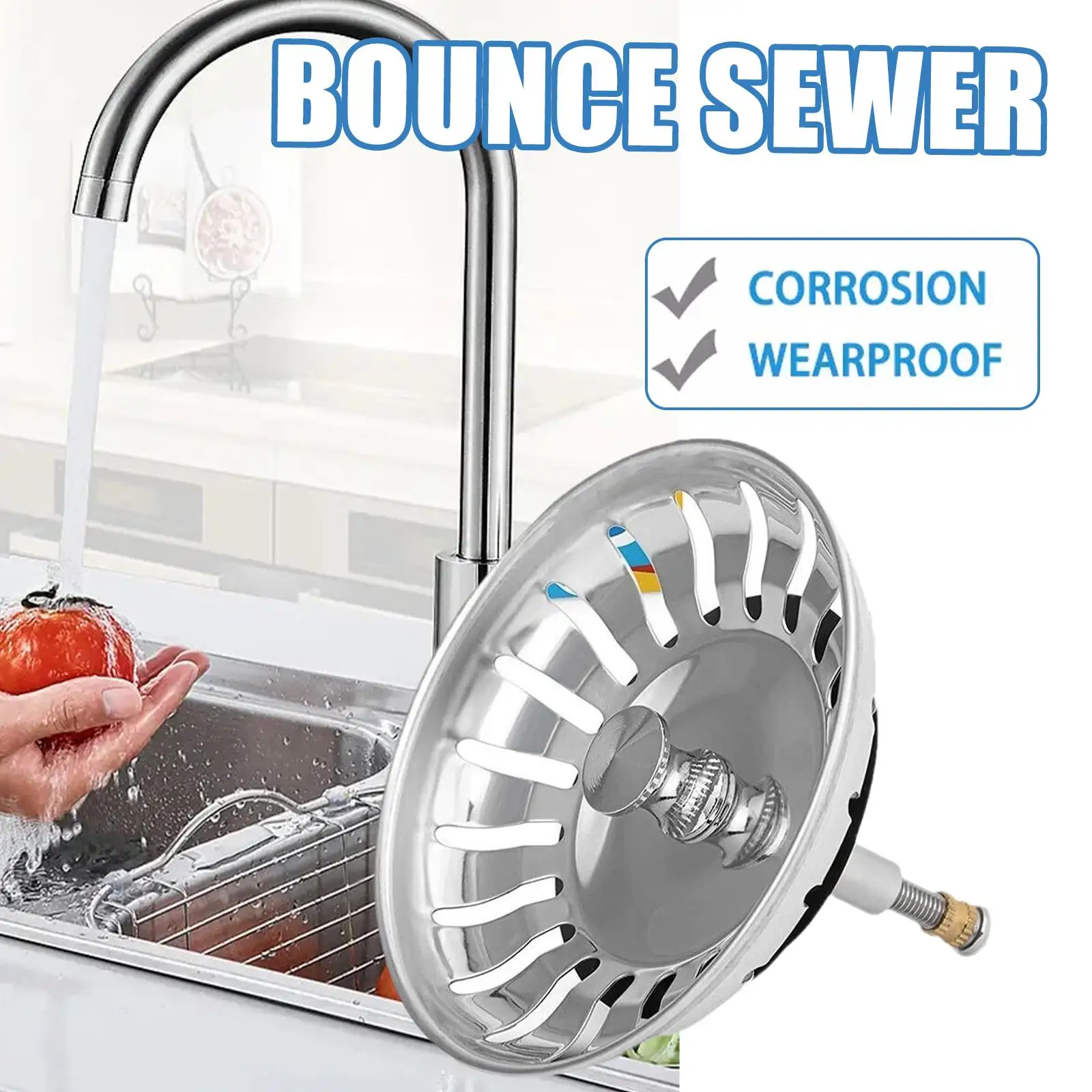 Kitchen Vegetable Washing Sink Steel Strainer Water Basket Strain Stopper Sink Plug Waste Filter Basin Drainer 79/82mm J7M2