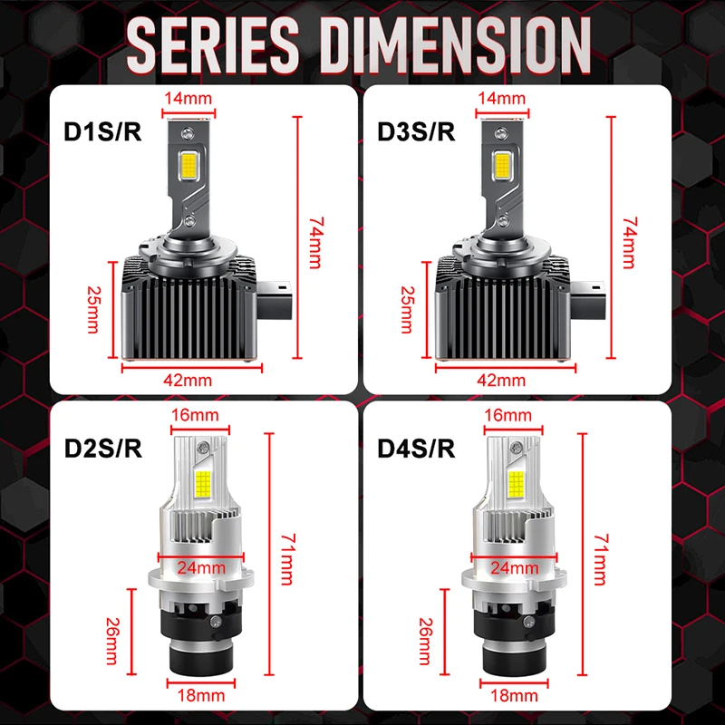Xenon LED 무선 헤드라이트, 양면 초대형 CSP 칩, HID D1S D3S D8S D1R D3R D2H 키트, D2S D4S 1:1, 30000LM, 300W, 6000K