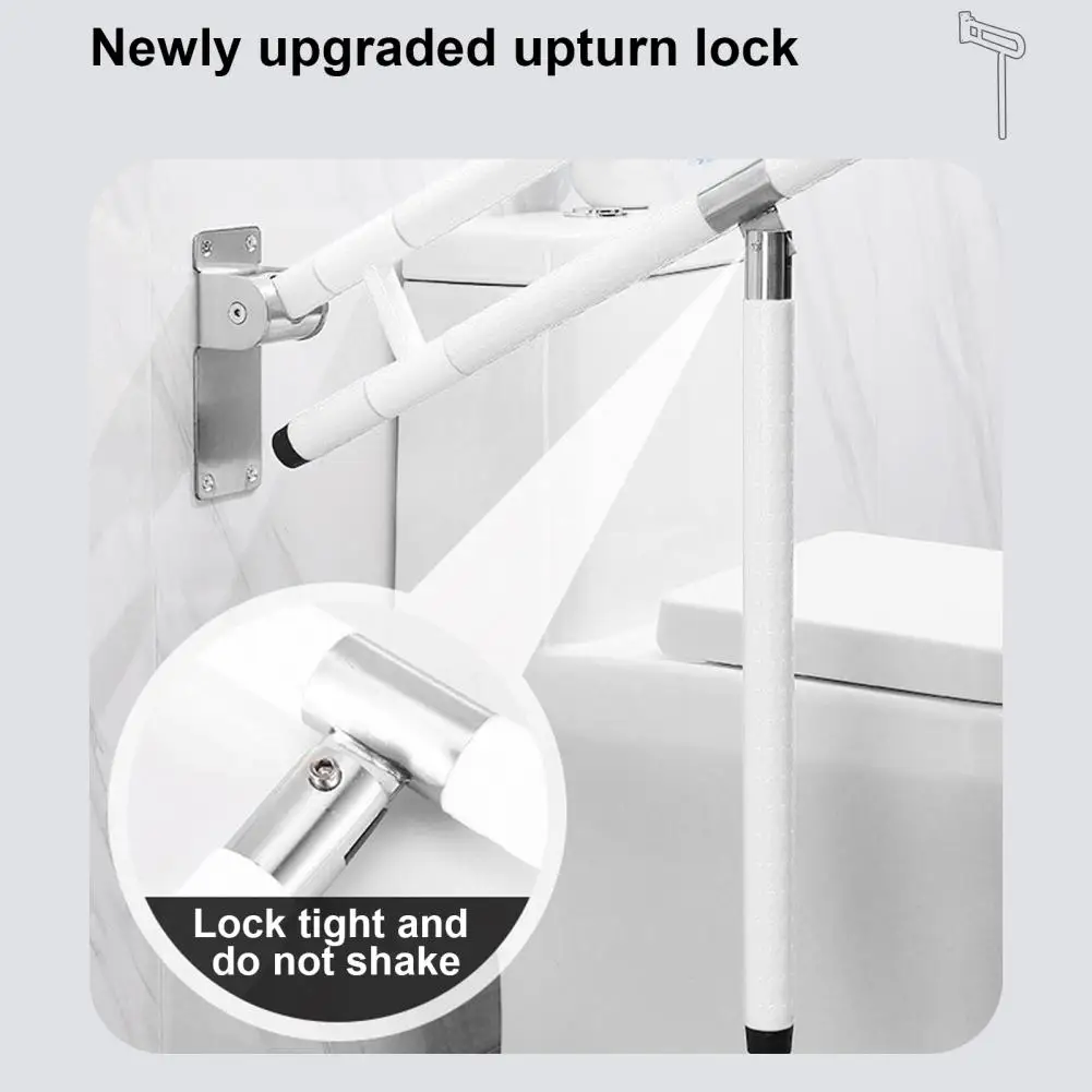 Sturdy Toilet Grab Bar, Foldable Toilet Grab, Flip-Up Safety Rail, Foldable Grab Bar With Particle Texture,Anti-rust