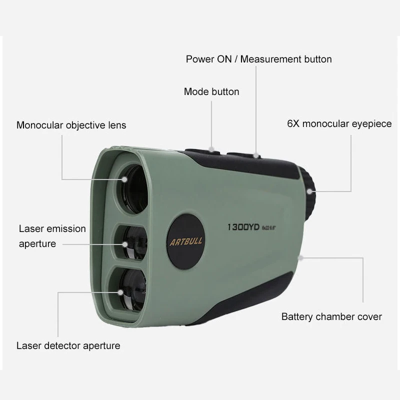 Golf Laser Rangefinder 1300Yar Telescope with Flag-Lock Slope Pin Distance Meter for Hunting Monocular 6x magnification