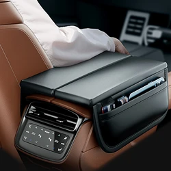 Premium PU Leather Car Armrest Cushion - Universal Auto Console Protector Mat (Black)