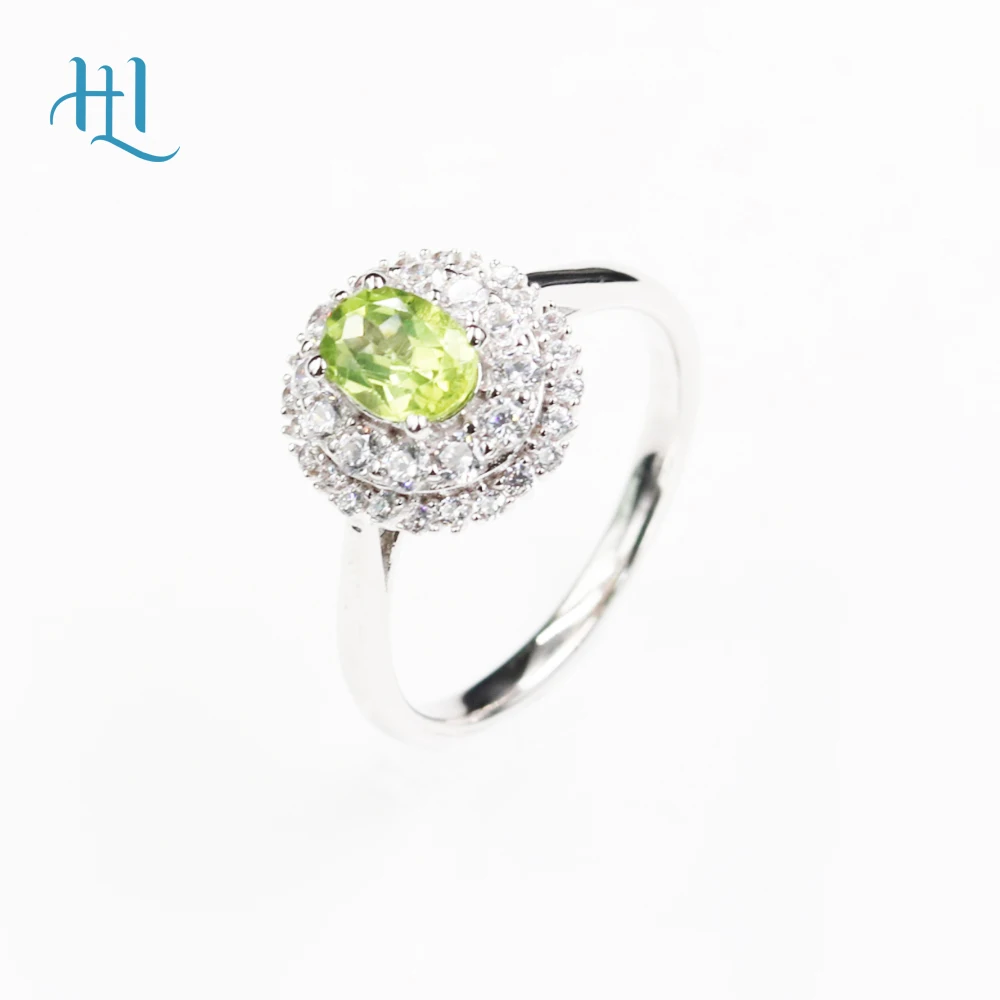 

Natural green peridot gemstone S925 Sterling Silver Diana's ring Elegant Fine Jewelry Design Girl's Anniversary best gift