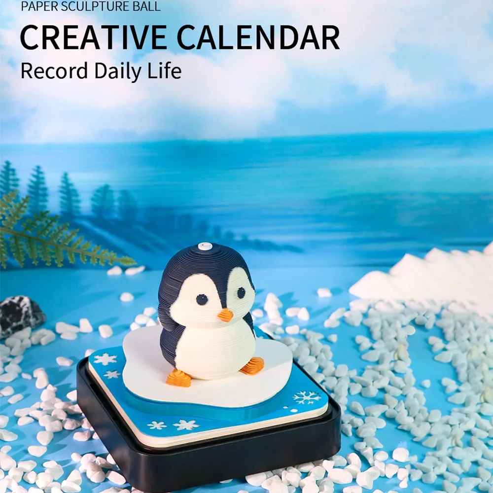 

3D Paper Carving Model Notepad NEW Mini Notepad 3D Sticky Note Pad Paper Penguin Notebook Home