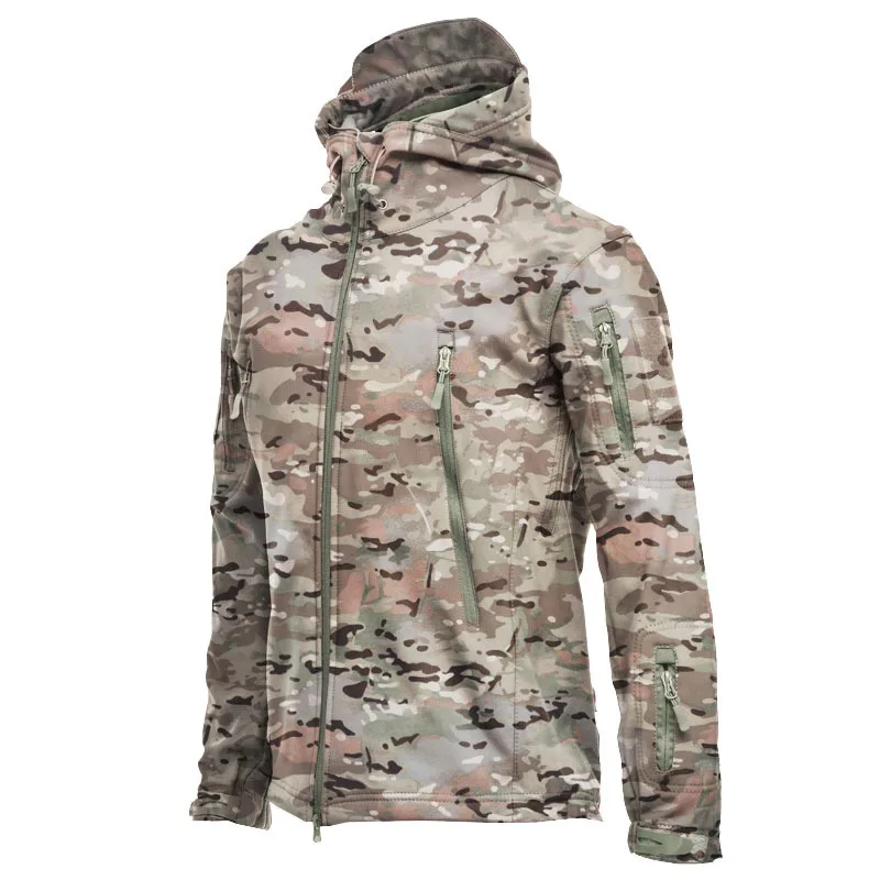 Military Outdoor Jackets Men Shark Skin Soft Shell Tactical Waterproof Windbreaker Army Combat Jacket Mens Hooded Bomber Coats