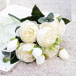 Elegant Artificial Silk Rose Peony Bouquet for Home and Wedding Decor (5)