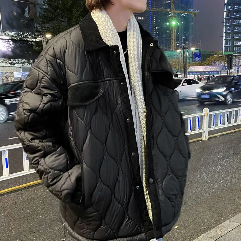 Corduroy Winter Coat Men Puffer Jacket Autumn and Winter New Korean Style Long Over-the-knee Cotton Padded Keep Warm