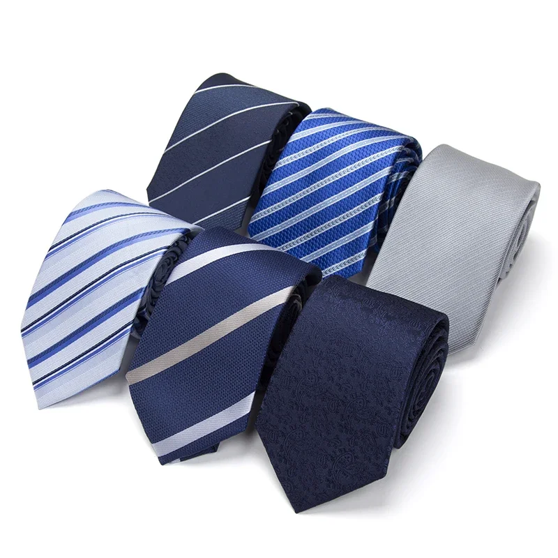 New Classic Tie for Men Business Solid Color Stripe Plaid 7cm Jacquard Wedding Dress Necktie Daily Wear Cravat Accessories Gifts