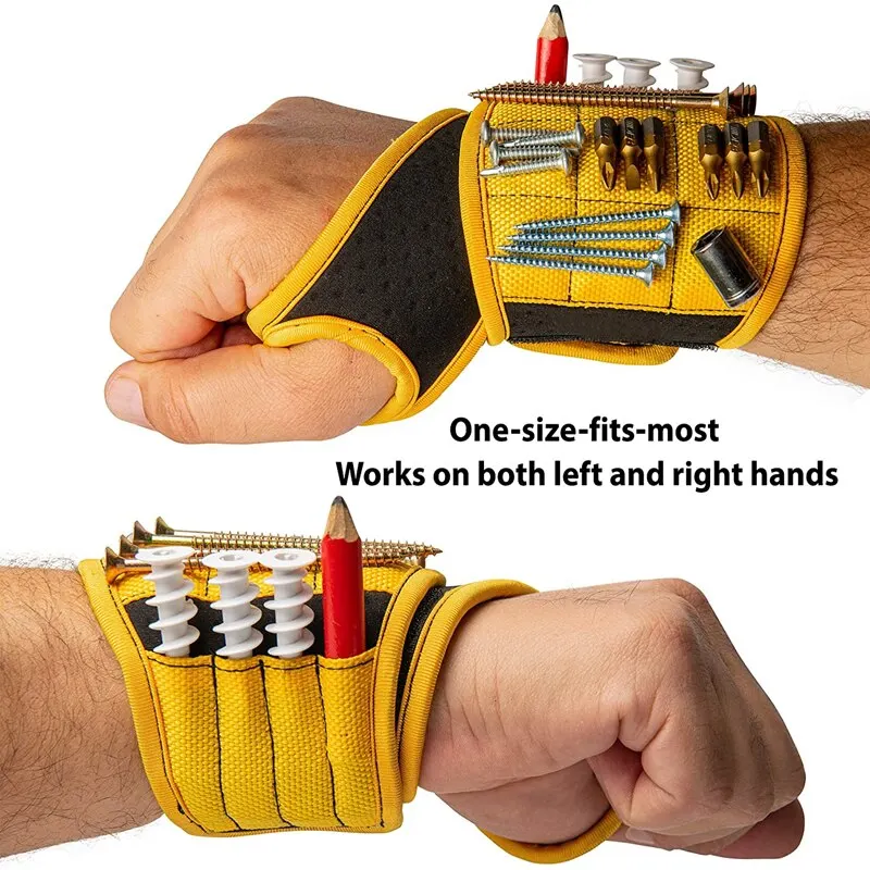 Poderosa Pulseira Magnética Pulseira Organizar Parafuso Prego Porca Parafuso Broca para Peças Pequenas Ferramenta Eletricista Carpintaria Bolsa de Armazenamento de Sucção Magnética para o Pai Marido Pai Presente Bolsas ferramenta - Image 4