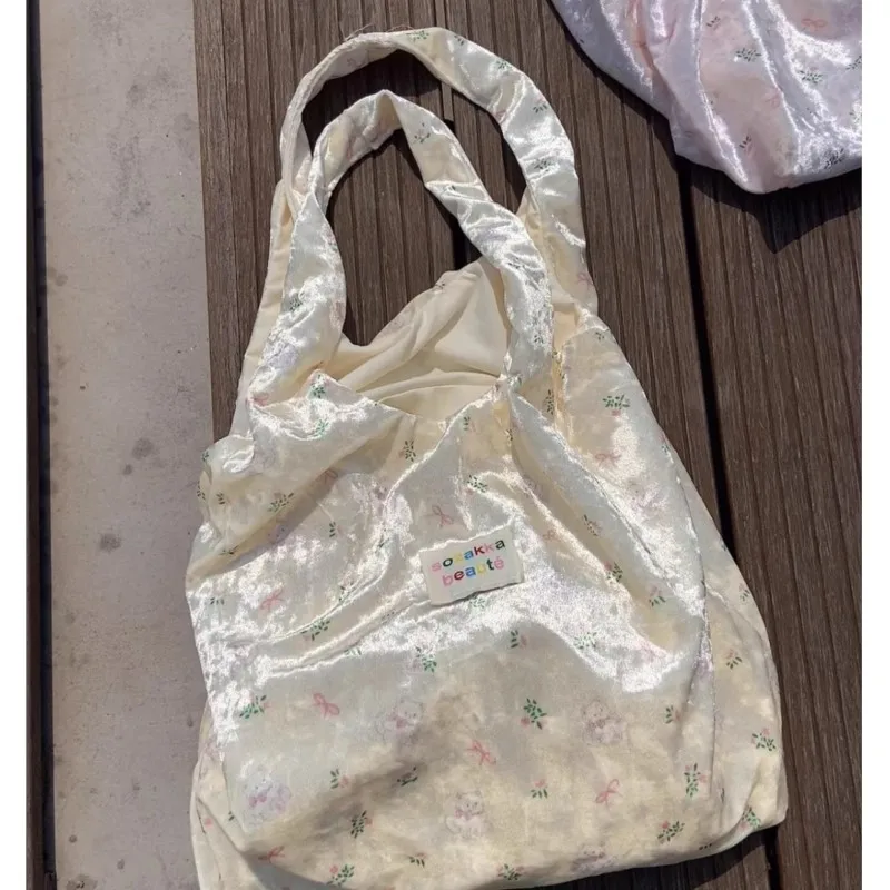 JIAERDI Sweet Bear Printed Large Capacity Tote Bag Handbag Women New Kawaii Shine Underarm Bag Purse Ladies Vintage Bags Y2k