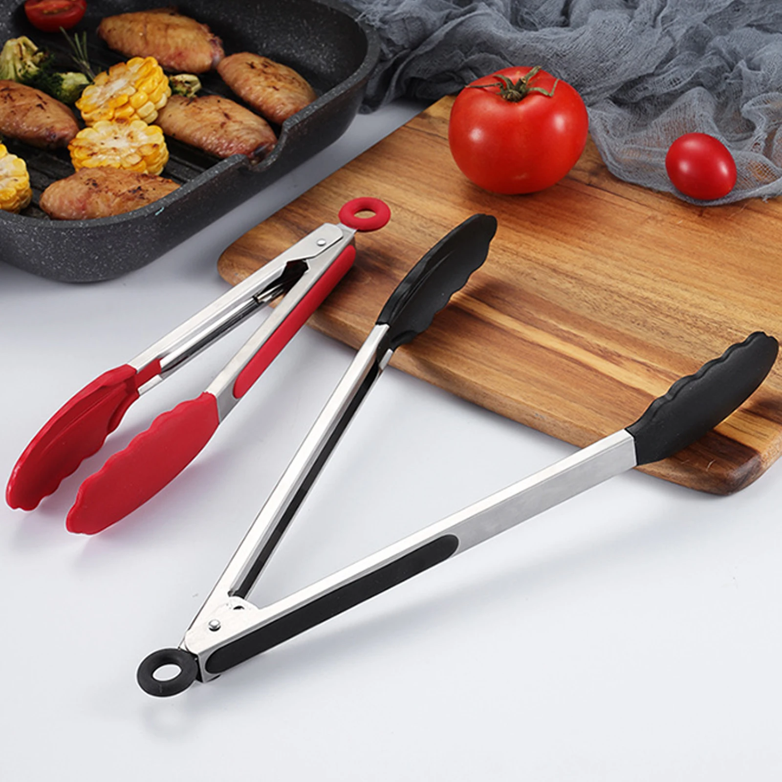 Kitchen Tongs Silicone Food Tong Food Grade Stainless Steel Non-Slip BBQ  Tong Utensil Cooking Clip Clamp Salad Serving BBQ Tools - AliExpress