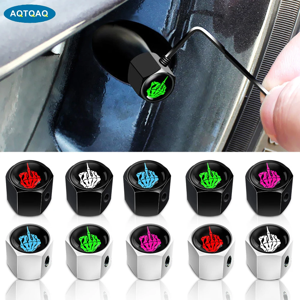 

AQTQAQ 1 Set Cool Anti-theft Middle Finger Style Tire Valve Stem Caps, Universal Stem Covers for Cars SUV Bike Truck Motorcycles