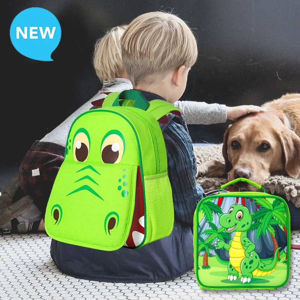 Kinder Rucksack Niedlicher Dinosaurier Cartoon – Leichter Mini-Rucksack Für Kindergarten & Vorschule | Mit Gepolsterten Trägern & Vielen Taschen