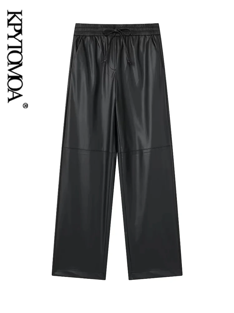 

Женские модные штаны для бега KPYTOMOA из искусственной кожи, с высокой эластичной талией и завязками, женские брюки для женщин