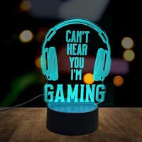 A headphone 3D creative nightlight, game players collection table light, 7 colors or warm light, atmosphere decorative light. 1
