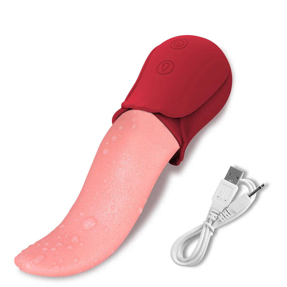 Realistic 10 Speeds Licking Tongue Rose Vibrators for Women G-Spot Nipples Clitoral Stimulation Sex Toys f_voghion.com