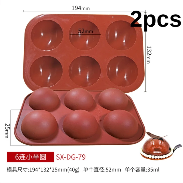 Silicone mold silicone baking pan for pastry molds bakeware sphere ball mold silicone mold for pops cake mold Silicone bakeware 6 holes Small 2pcs