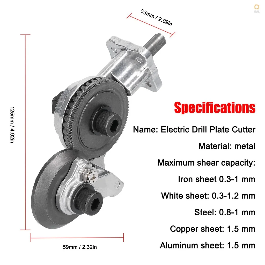 Electric Cutter Drill Plate Cutter Attachment Double Headed Metal Sheet Cutter Plate Punch Scissors Cutting Tools