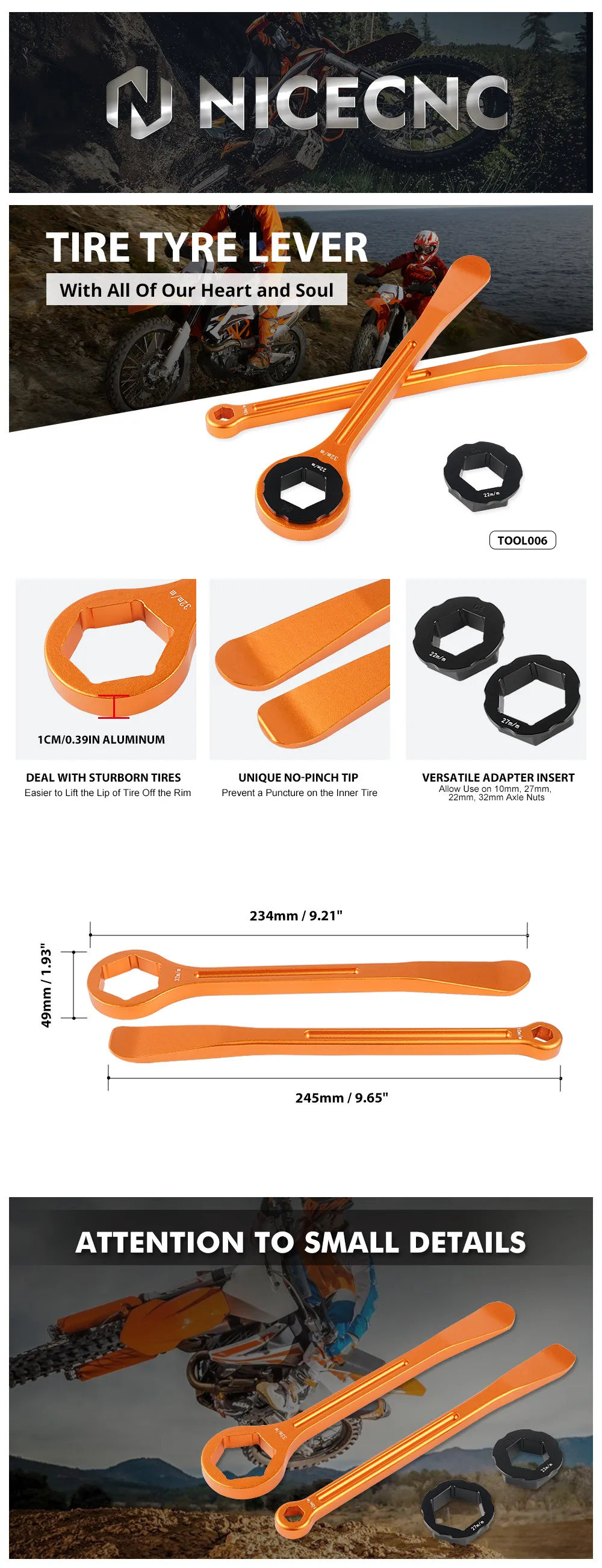 Für KTM 690 Enduro R SMC R790 950 990 1050 1090 1190 1290 Abenteuer Super Duke Supermoto Reifen Reifen Hebel Schraubenschlüssel Werkzeug – Detail 1