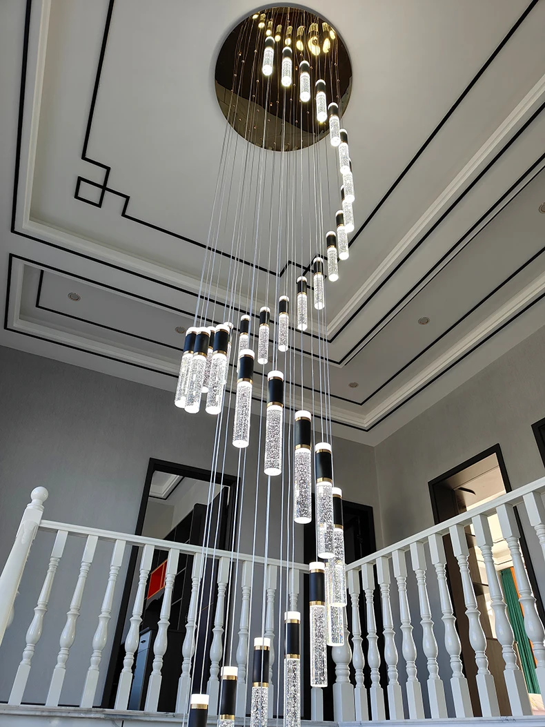 Modern Crystal Chandelier - Elegant Pendant Lamp for Living Room and Staircase