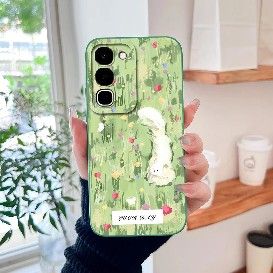 Sweet Flower Bunny Soft Liquid Silicone Lens Protection Phone Cover