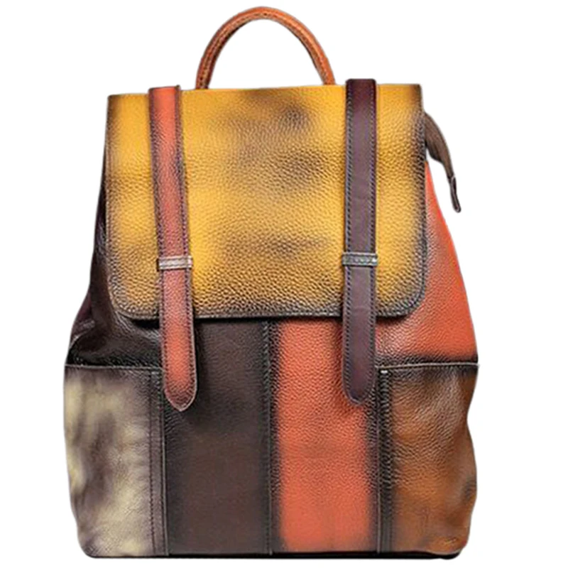 retro-simple-casual-style-imported-cowhide-handmade-backpack-school-bag-ladies-leather