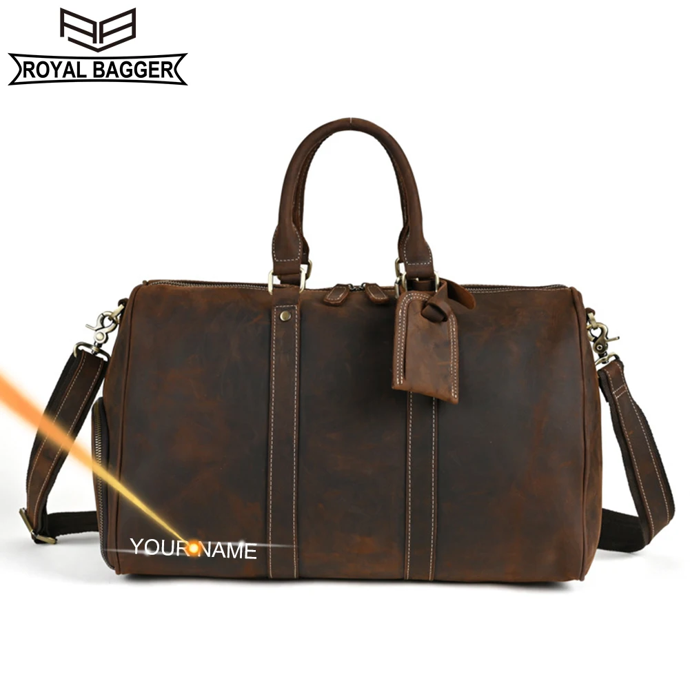 

Royal Bagger European and American Retro Handbag for Men Large Capacity Genuine Cow Leather Duffel Bag Leisure Fitness Bags 005