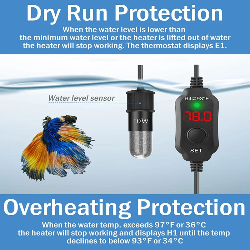 

Нагреватель для аквариума, погружной нагреватель для аквариума, цифровой нагреватель для аквариума, автоматический термостат 10 Вт/20 Вт, 36 градусов, автоматическое отключение