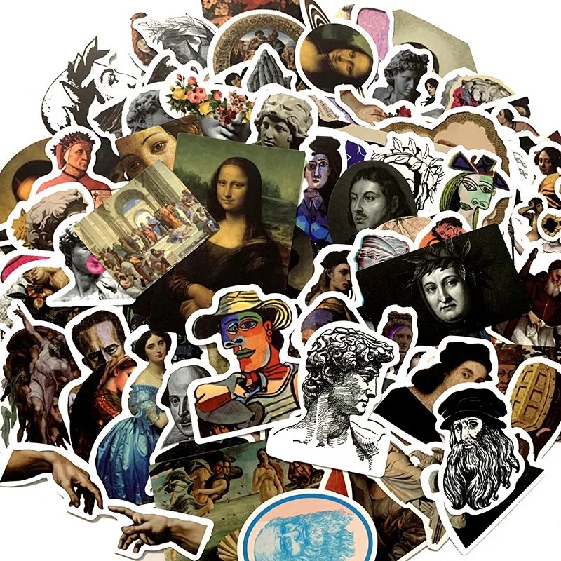 

100 шт., наклейки в стиле ретро с изображением Моны Лизы