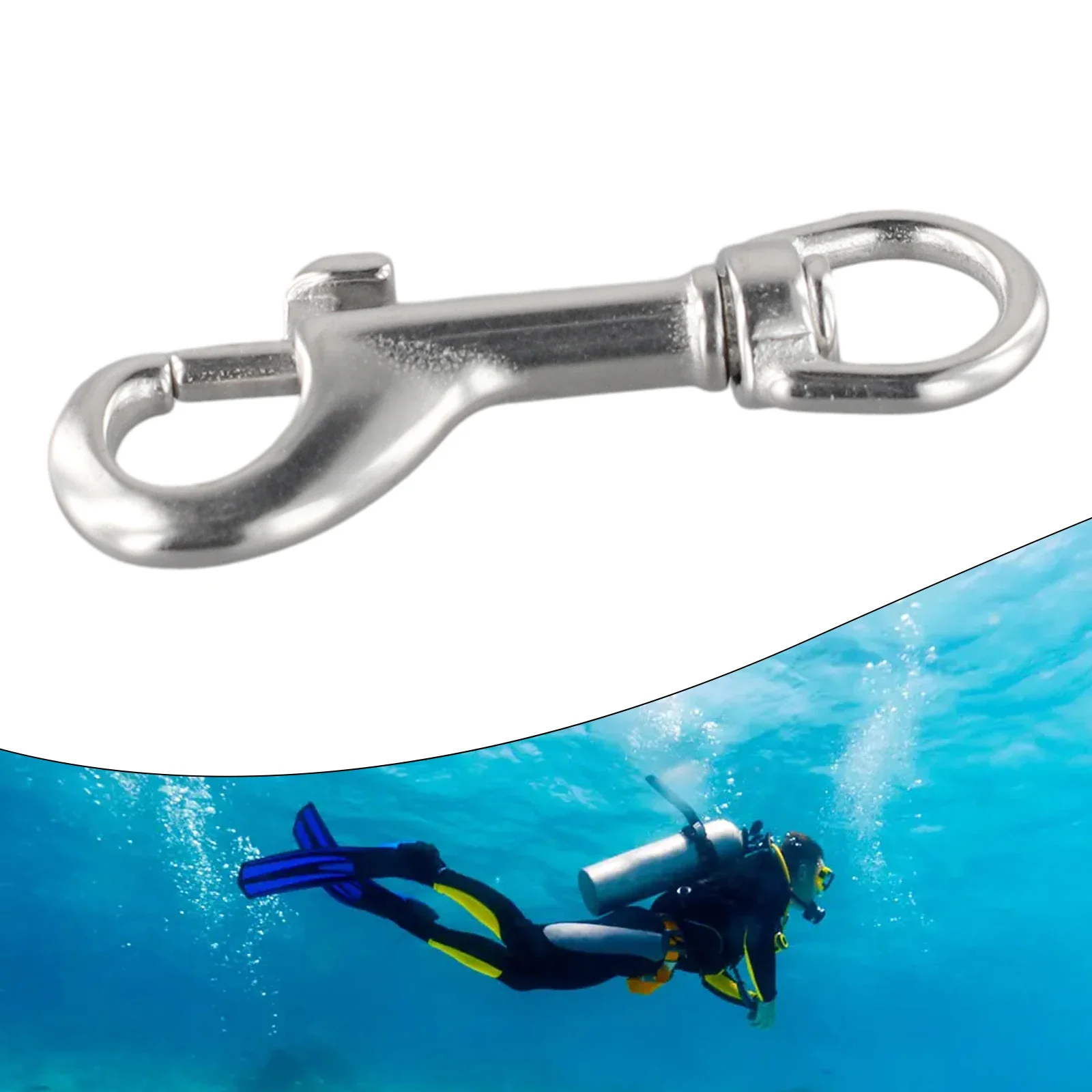 1pc Scuba Diving Bolt Stainless Steel Hook Dual End Bolt Quick Carabiner Swivel Buckle Double Ended Snap Eye Bolts Hook Clip