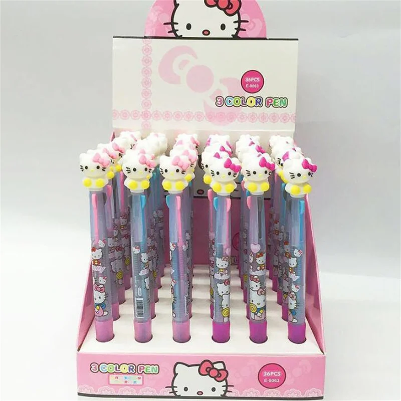 

36 шт/лот Sanrio Kawaii Cat 3 цвета шариковая ручка милый пресс шариковые ручки школьные письменные принадлежности канцелярские принадлежности подарок