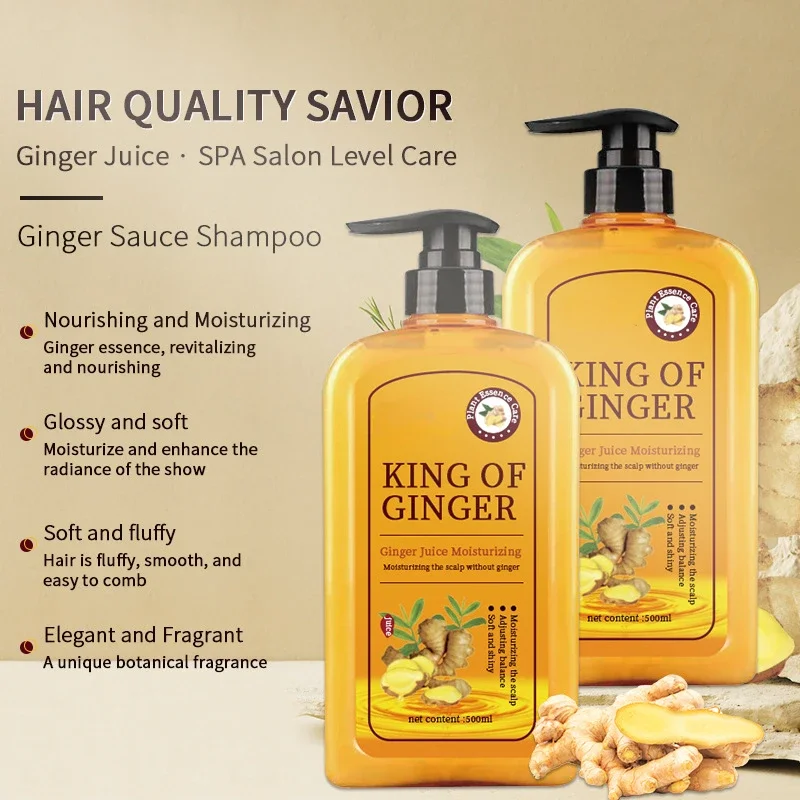 500ml Ginger shampoo ginger juice shampoo dandruff removal itching relief moisturizing shampoo soft fluffy glossy 10pcs lot dexe black hair shampoo only 5 minutes grey hair removal dye hair coloring cream building fibers hair care