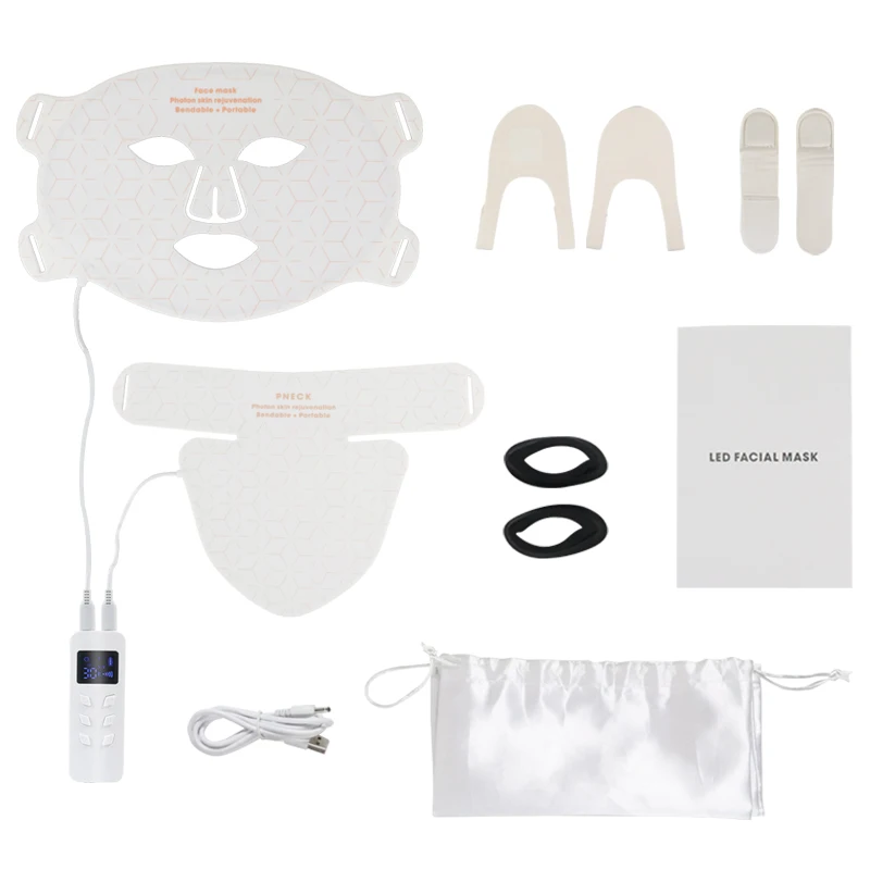 4 Colors LED Light Therapy Face Neck Mask Facial Skin Care Device 630nm 850nm Infrared Red Light Therapy Mask Skin Rejuvenation
