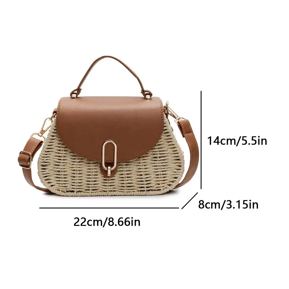 Straw Beach Bag Flap Summer Shoulder Bag Handmade Clutch Purse Top Handle Purse for Women