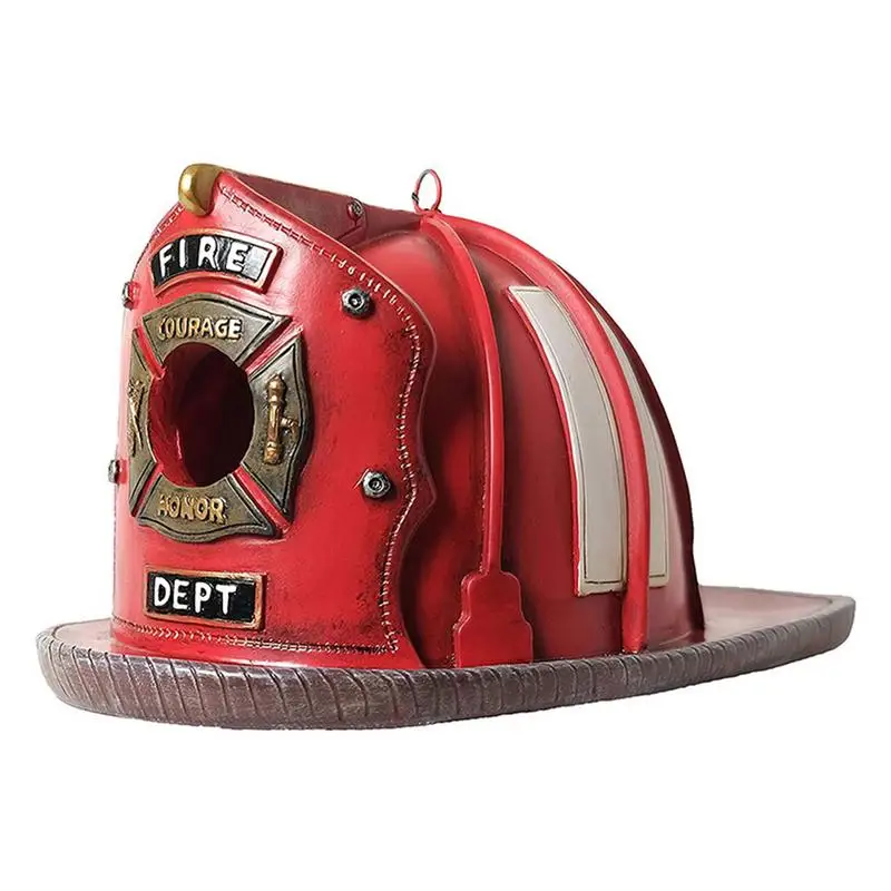 

Firefighter Hat Birdhouse Outdoor Hangable Birdhouse Red Fireman HelmetsFire Hat Birdhouse Handmade Natural Bird Nest For