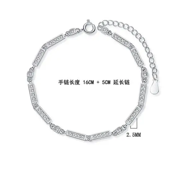 여성용 럭셔리 리얼  패션, 심플한 눈부신 CZ 테니스 체인 팔찌, 웨딩 파인 S925 쥬얼리 DA1715