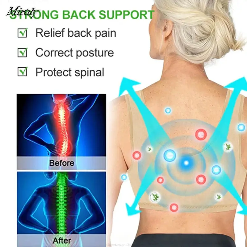 Old Women Comfortable Wireless Bra Ion Lifting Correction Lymphvity Detoxification Bra Font Snap Front Button Closure Underwear 5