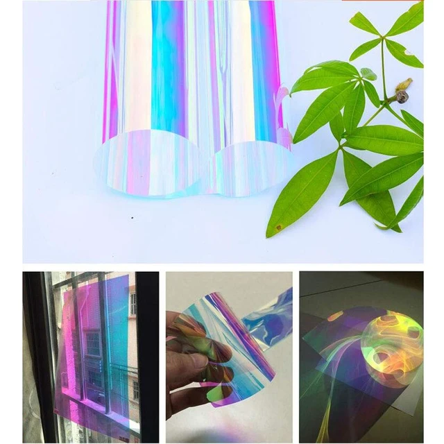  Rainbow Window Film, Holographic Clear Window Film Iridescent  Window Dichroic Film Decorative Glass Sticker Self-Adhesive Rainbow  Cellophane Roll (Color : Color, Size : 50x200 cm) : Home & Kitchen