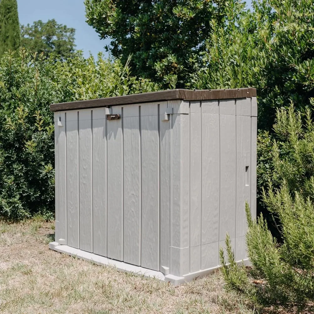 

Outdoor Storage Shed, All Weather, Garden Tools, and Yard Equipment, Horizontal Storage Shed Cabinet