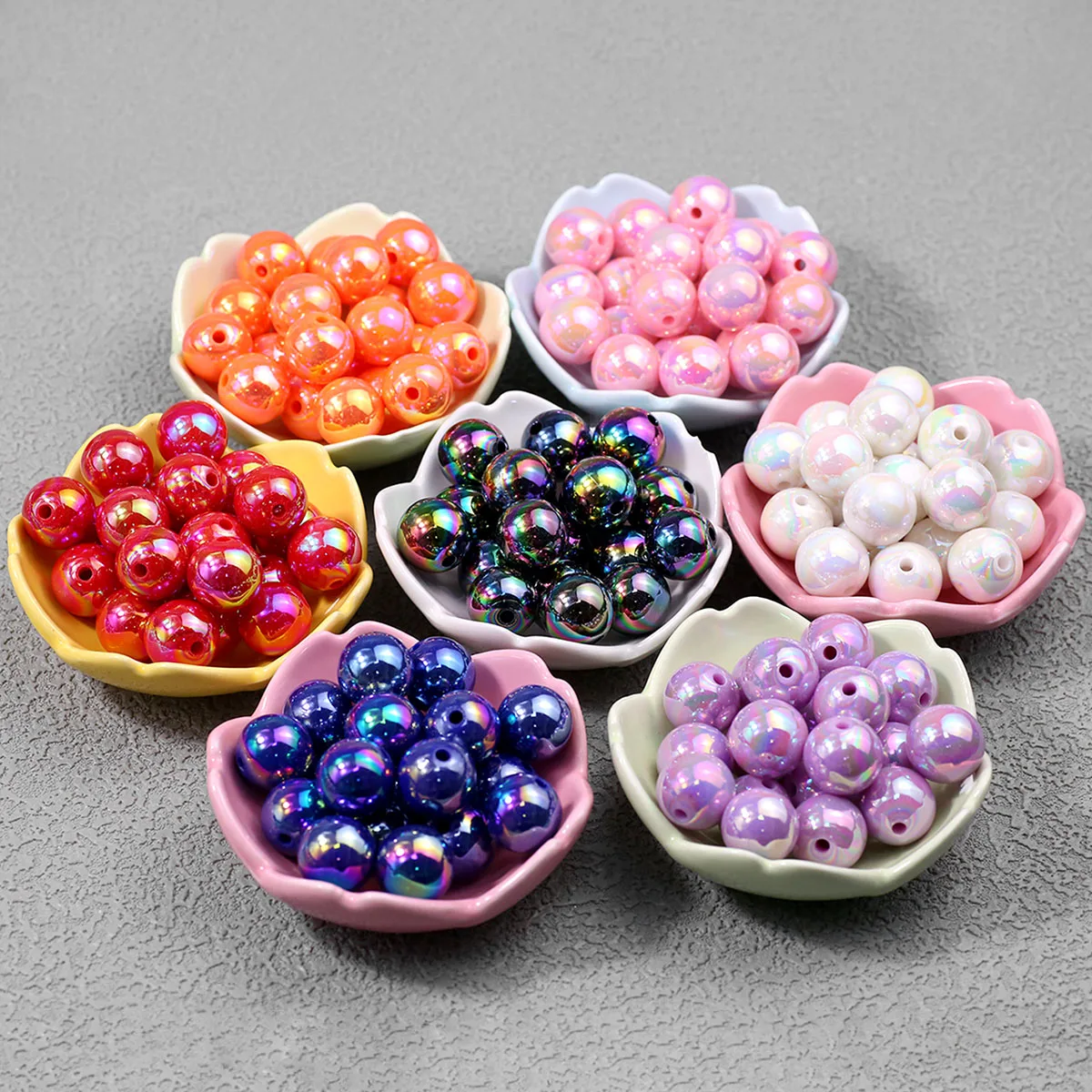 16mm 20Pcs Pen Beaded Acrylic Round Loose Beads AB Color for Jewelry Making Handmade Craft Supplies Bracelet Necklac