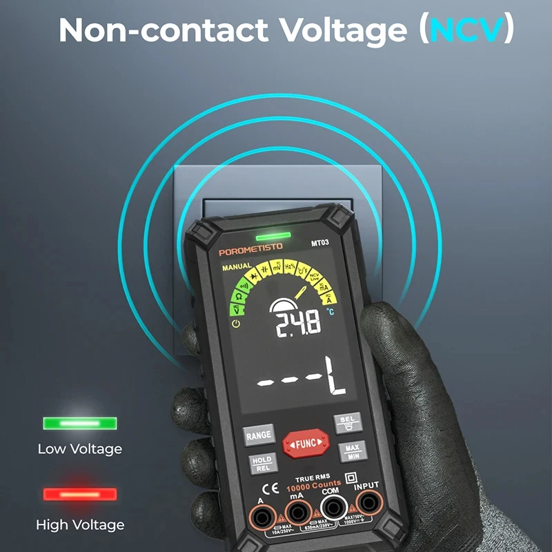 MT03 10000 Counts Smart Rechargeable Multimeter Auto Range Ture RMS 1000V 10A Tester Ohm Hz Capacitance NCV Digital Multimeter 6