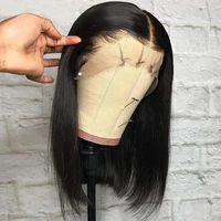 Perruque Bob Lace Front Brésilienne Naturelle Remy, Cheveux Courts Lisses, 13x4 HD, 4x4, avec Closure, Bon Marché, pour Femme Africaine 1