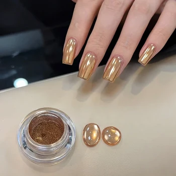 1 smalto per unghie retrò color oro, decorazione fai-da-te per unghie, polvere per unghie, adatto per principianti di saloni di bellezza.