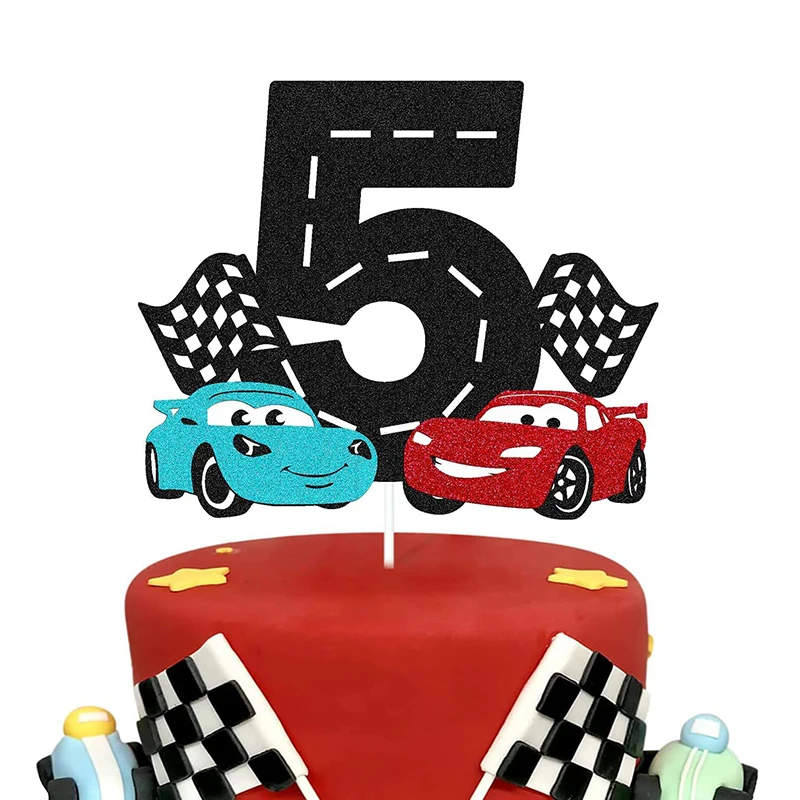 Disney McQueen Cake Decoration Lightning Cars Cake Topper  Cake Flag Happy Birthday Party for Kids Boy Baby Shower Supplies